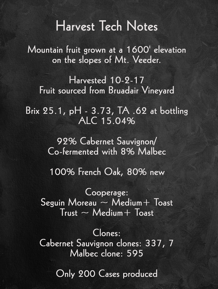 Evidence <br> ~ of the matter ~ <br> 2017 Mt. Veeder Cabernet Sauvignon