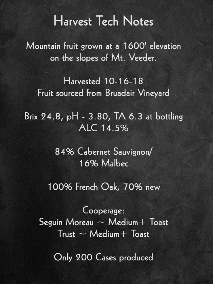 Evidence <br> ~ of the matter ~ <br> 2018 Mt. Veeder Cabernet Sauvignon