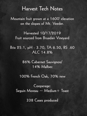 Evidence <br> ~ of the matter ~ <br> 2019 Mt. Veeder Cabernet Sauvignon
