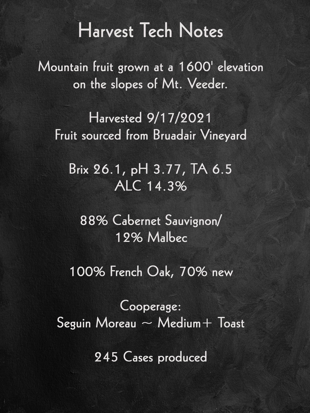Evidence - of the matter - 2021 Mt. Veeder Cabernet Sauvignon