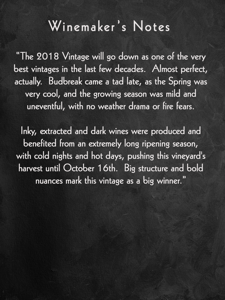 Evidence <br> ~ of the matter ~ <br> 2018 Mt. Veeder Cabernet Sauvignon