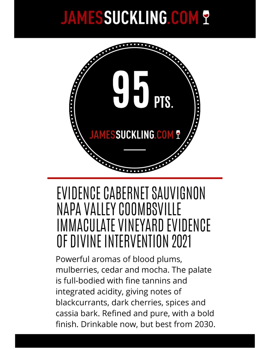 Evidence - of divine intervention - 2021 Coombsville Cabernet