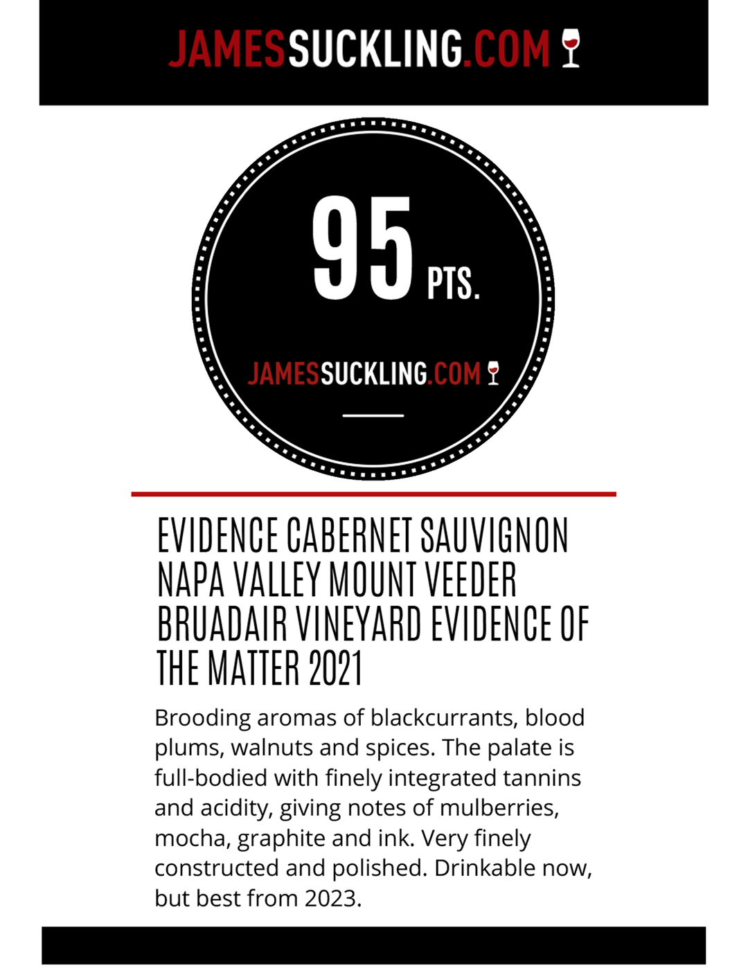 Evidence - of the matter - 2021 Mt. Veeder Cabernet Sauvignon