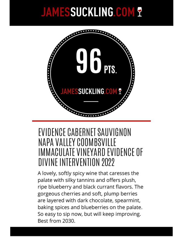 Evidence <br> ~ of divine intervention ~ <br> 2022 Coombsville Cabernet Sauvignon