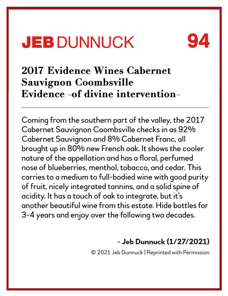 Evidence <br> ~ of divine intervention ~ <br> 2017 Coombsville Cabernet Sauvignon