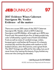 Evidence <br> ~ of the matter ~ <br> 2017 Mt. Veeder Cabernet Sauvignon