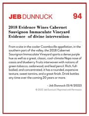 Evidence <br> ~ of divine intervention ~ <br> 2018 Coombsville Cabernet Sauvignon